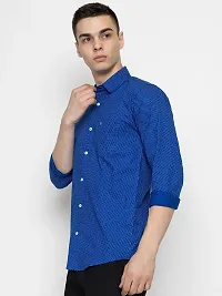 Stylish Blue Cotton Printed Casual Shirt For Men-thumb1
