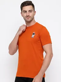 Stylish Orange Cotton Solid Round Neck T-Shirt For Men-thumb4