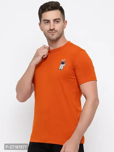 Stylish Orange Cotton Solid Round Neck T-Shirt For Men-thumb5