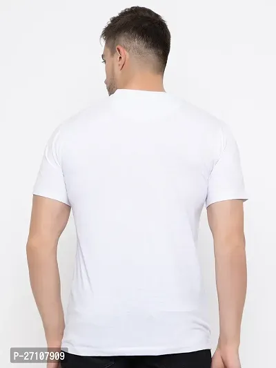 Stylish White Cotton Solid Round Neck T-Shirt For Men-thumb2