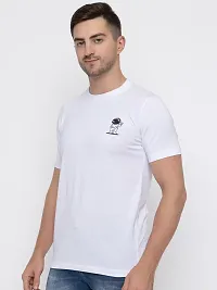 Stylish White Cotton Solid Round Neck T-Shirt For Men-thumb4