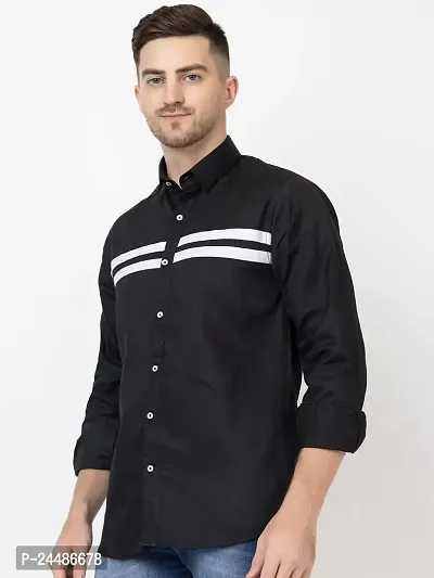FREKMAN Men's Cotton Casual Regular Fit Front Stylish Striped Shirt for Men Full Sleeves Shirt-thumb3