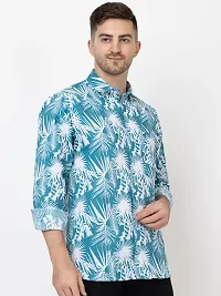 Stylish Blue Cotton Printed Casual Shirt For Men-thumb1