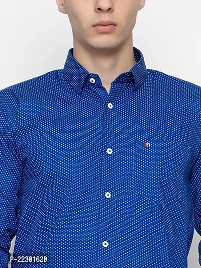 Stylish Blue Cotton Printed Casual Shirt For Men-thumb5