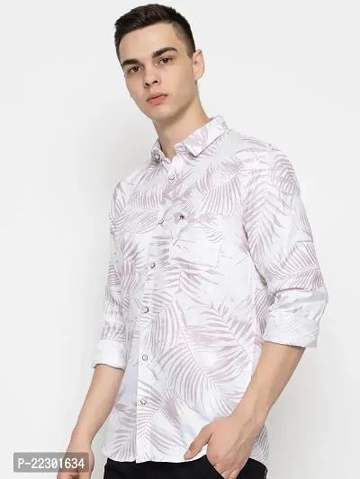 Stylish Peach Cotton Printed Casual Shirt For Men-thumb5