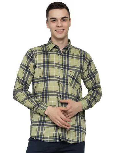 FREKMAN Men's Cotton Checkered Regular Fit Casual Shirt with Chest Pocket, Full Sleeve Shirt for Formal & Casual Wear