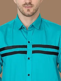 Reliable Teal Cotton Solid Long Sleeves Casual Shirts For Men-thumb4