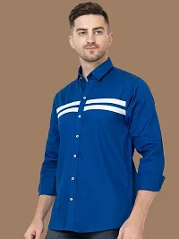 Reliable Blue Cotton Solid Long Sleeves Casual Shirts For Men-thumb2