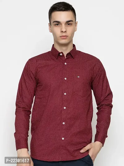 Stylish Maroon Cotton Printed Casual Shirt For Men