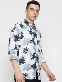 Stylish White Cotton Printed Casual Shirt For Men-thumb1