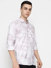 Stylish Peach Cotton Printed Casual Shirt For Men-thumb3