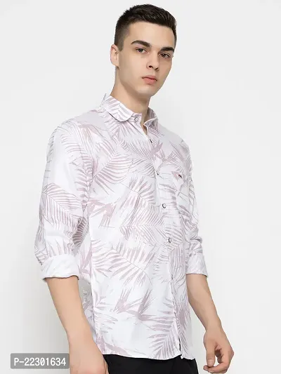 Stylish Peach Cotton Printed Casual Shirt For Men-thumb4