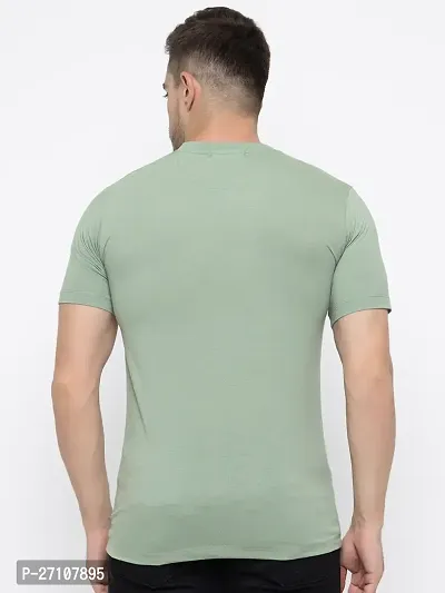 Stylish Green Cotton Solid Round Neck T-Shirt For Men-thumb2