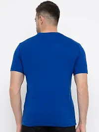 Trendy Blue Cotton Printed Round Neck Tees For Men-thumb1