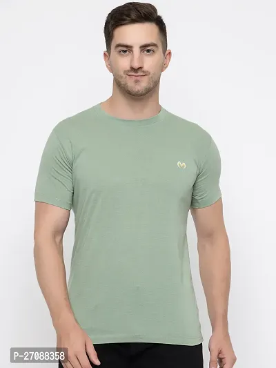 Fabulous Green Cotton Solid Round Neck Tees For Men