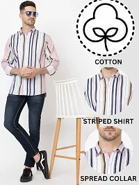 FREKMAN Fashion Shirt for Men || Cotton Striped Shirt for Boys || Twisted Full Sleeve || Ideal for Casual Shirt-thumb1