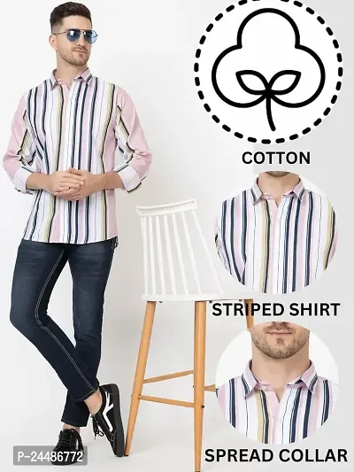 FREKMAN Fashion Shirt for Men || Cotton Striped Shirt for Boys || Twisted Full Sleeve || Ideal for Casual Shirt-thumb2