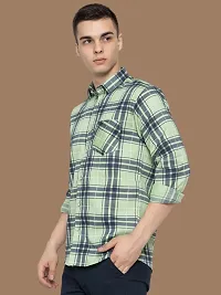 Reliable Green Cotton Checked Long Sleeves Casual Shirts For Men-thumb2