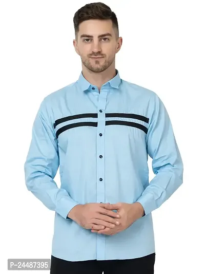 FREKMAN Men's Cotton Casual Regular Fit Front Stylish Striped Shirt for Men Full Sleeves Shirt