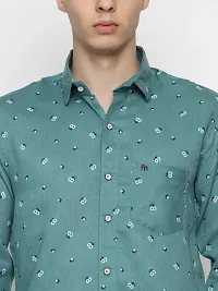 Stylish Green Cotton Printed Casual Shirt For Men-thumb4