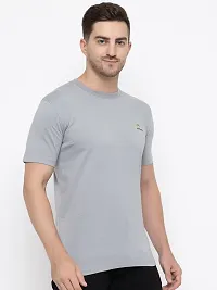 Stylish Grey Cotton Solid Round Neck T-Shirt For Men-thumb3