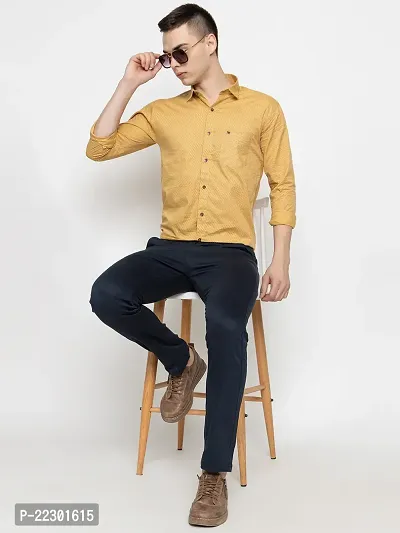 Stylish Yellow Cotton Printed Casual Shirt For Men-thumb5