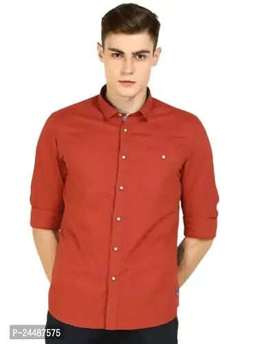 FREKMAN Men's Solid Slim Fit Cotton Casual Shirt with Spread Collar  Full Sleeves