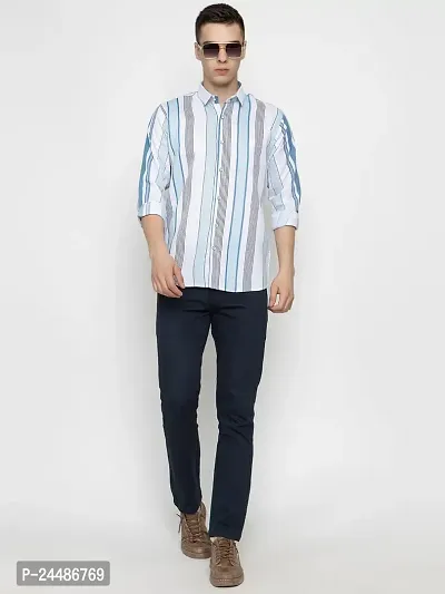 FREKMAN Men's Striped Regular Fit Casual Shirt-thumb5