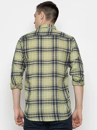 Stylish Green Cotton Checked Casual Shirt For Men-thumb1