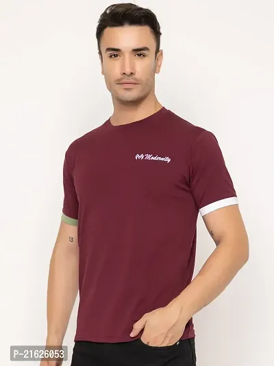 Comfortable Maroon Cotton Tees For Men-thumb5