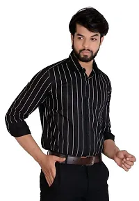 Reliable Black Cotton Striped Casual Shirt For Men-thumb2