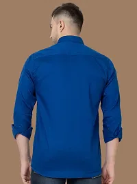 Reliable Blue Cotton Solid Long Sleeves Casual Shirts For Men-thumb1