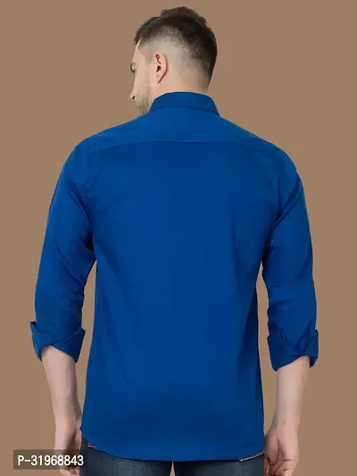 Reliable Blue Cotton Solid Long Sleeves Casual Shirts For Men-thumb2