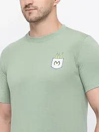 Stylish Green Cotton Solid Round Neck T-Shirt For Men-thumb2