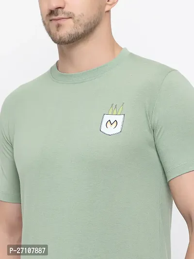 Stylish Green Cotton Solid Round Neck T-Shirt For Men-thumb3