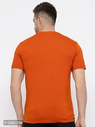 Reliable Orange Cotton Printed Round Neck Tees For Men-thumb2