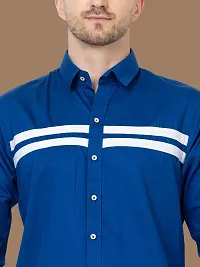 Reliable Blue Cotton Solid Long Sleeves Casual Shirts For Men-thumb3