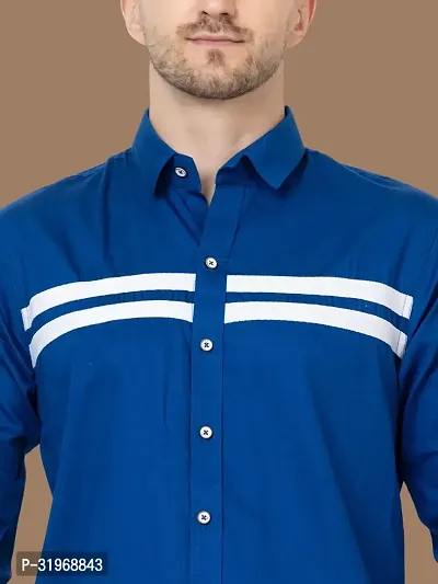 Reliable Blue Cotton Solid Long Sleeves Casual Shirts For Men-thumb4