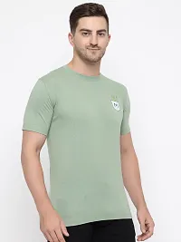 Stylish Green Cotton Solid Round Neck T-Shirt For Men-thumb3