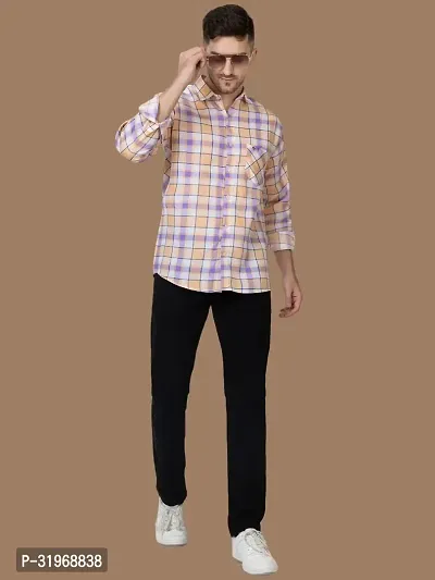 Reliable Beige Cotton Checked Long Sleeves Casual Shirts For Men-thumb5