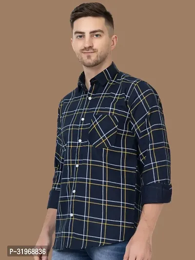 Reliable Mustard Cotton Checked Long Sleeves Casual Shirts For Men-thumb3