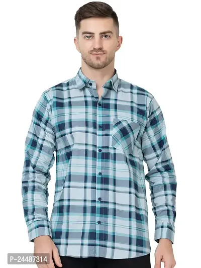 FREKMAN Men's Cotton Check Shirt, Regular Fit Casual Shirt with Pocket, Full Sleeve Shirt for Formal  Casual Wear