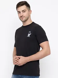 Stylish Black Cotton Solid Round Neck T-Shirt For Men-thumb4