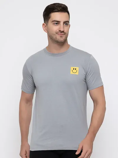 Stylish Solid Round Neck T-Shirt For Men