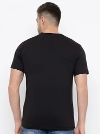 Stylish Black Cotton Solid Round Neck T-Shirt For Men-thumb1