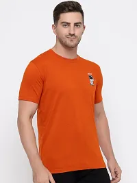 Stylish Orange Cotton Solid Round Neck T-Shirt For Men-thumb3