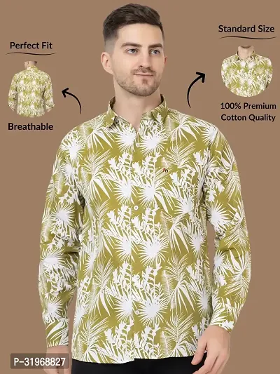 Reliable Mustard Cotton Printed Long Sleeves Casual Shirts For Men-thumb0