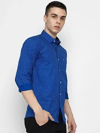 Stylish Blue Cotton Printed Casual Shirt For Men-thumb2