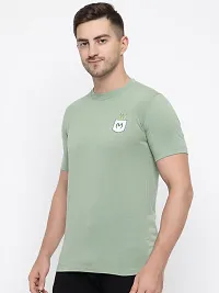 Stylish Green Cotton Solid Round Neck T-Shirt For Men-thumb4