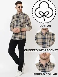 FREKMAN Men's Cotton Check Shirt, Regular Fit Casual Shirt with Pocket, Full Sleeve Shirt for Formal  Casual Wear-thumb3